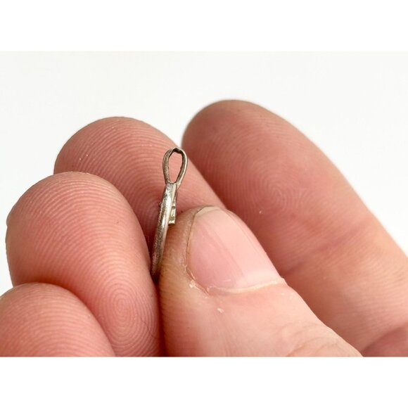 Heart Shaped CZ Accented Tiny Sterling Silver 925 Vintage Pendant | Charm - Picture 10 of 12